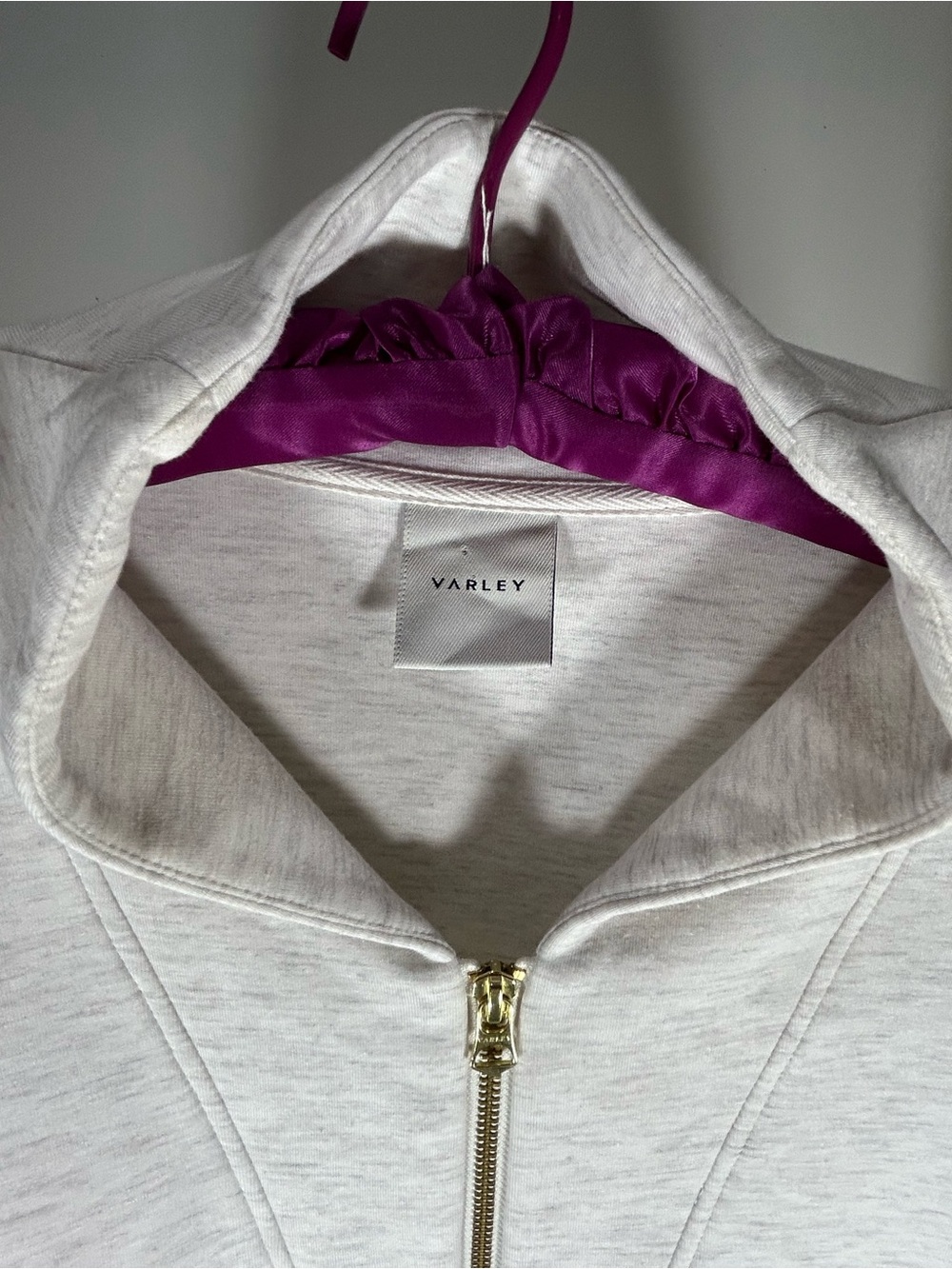 Varley Davidson 1/2 Zip Pullover DoubleSoft Sweatshirt in Ivory Marl Size XL - Picture 4 of 10
